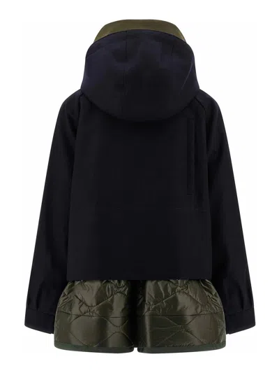 Sacai Wool Melton Blouson With Down-effect Inner Jacket In Multi