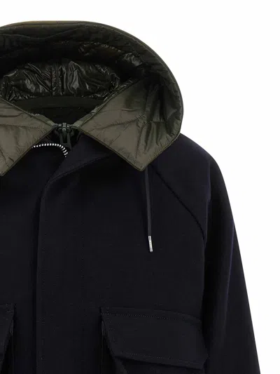 Sacai Wool Melton Blouson With Down-effect Inner Jacket In Multi