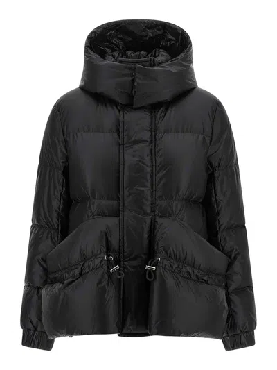 Sacai Black Nylon Down Jacket With Drawstring In Black