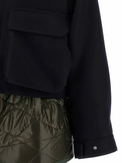 Sacai Wool Melton Blouson With Down-effect Inner Jacket In Multi