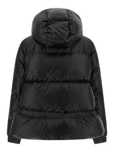 Sacai Black Nylon Down Jacket With Drawstring In Black