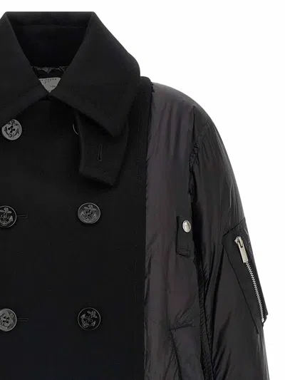 Sacai Wool Insert Bomber Jacket In Black