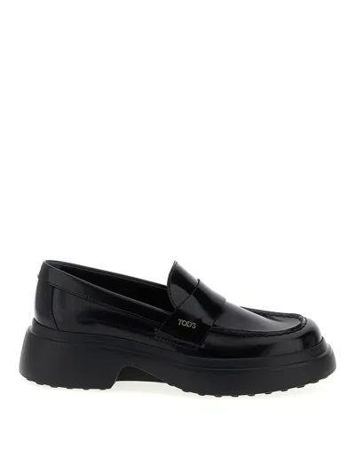 Tod's Patent Leather Loafers In Black