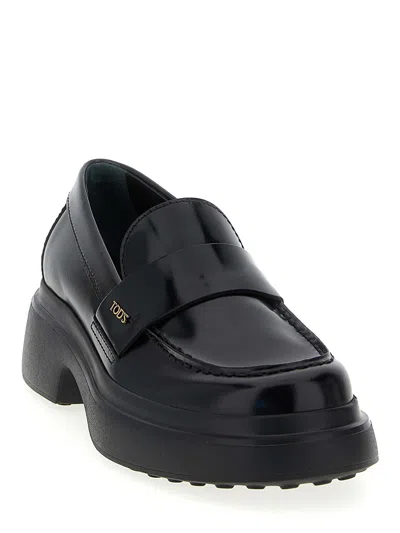 Tod's Patent Leather Loafers In Black