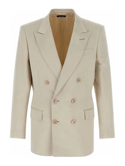 Tom Ford Double-breasted Tailored Blazer Featuring Back Vent In Multi