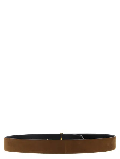 Tom Ford Multicolor Textured Reversible Buckle Belt In Brown