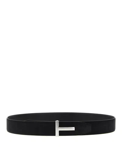 Tom Ford Logo Reversible Belt Belts Multicolor In Black