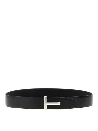 Tom Ford Logo Reversible Belt Belts Multicolor In Black