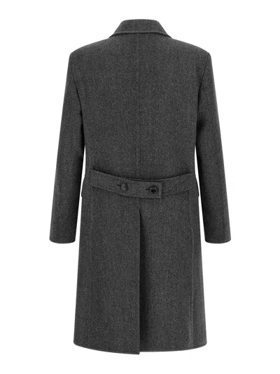 Tom Ford Mens Dark Grey Black Herringbone Double-breasted Wool Coat In Gray