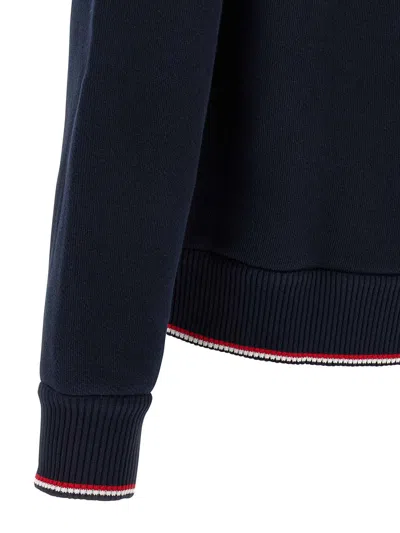 Thom Browne Cotton Zip Hoodie And Pockets In Blue