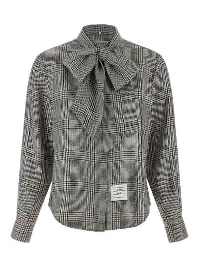 Thom Browne Prince Of Wales Check Shirt Shirt And Blouse Multicolor In Gray