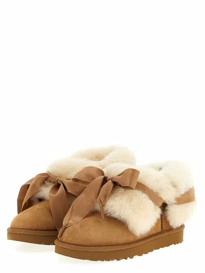 Ugg Ankle Boot With Lace Detail And Rubber Sole In Brown