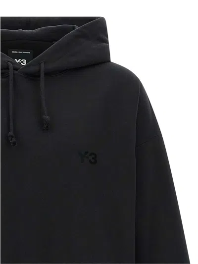 Y-3 Relaxed-fit Black Hoodie With Subtle Front Logo And Side Pockets In Multi