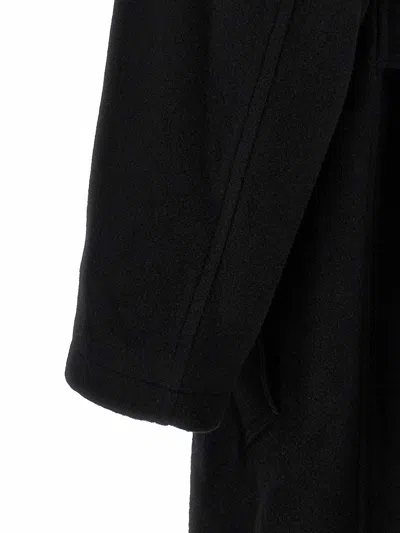 Yohji Yamamoto Belted Hooded Coat Featuring Button Detail In Black