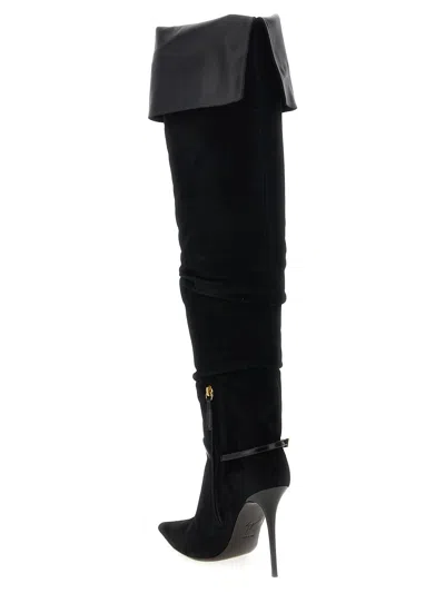 Giuseppe Zanotti Secret High Boot 105 High Heels Boots In Black Suede And Leather In Black