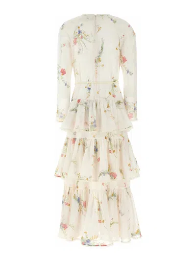 Zimmermann Floral Tiered Maxi Dress With Long Sleeves In Multi