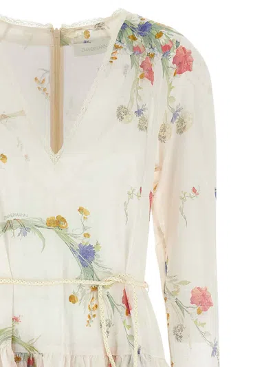 Zimmermann Floral Tiered Maxi Dress With Long Sleeves In Multi