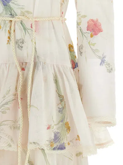 Zimmermann Floral Tiered Maxi Dress With Long Sleeves In Multi