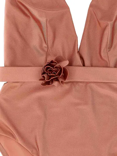 Zimmermann Lucky Plunge Flower One-piece Swimsuit In Pink