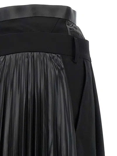 Junya Watanabe Double Layer Wide Leg Trousers With Pleated Fabric Back In Multi