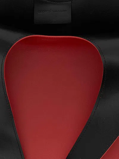 Coperni Heart-shaped Red Leather Tote With Silver Logo Print In Red