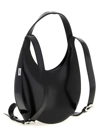 Coperni Swipe Glossy Finish Backpack With Adjustable Strap In Black