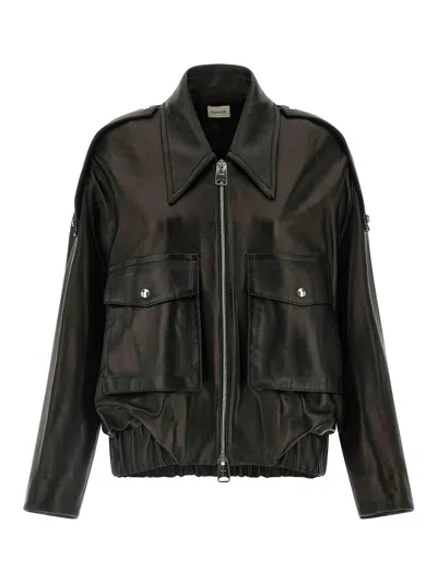 Khaite Owey Leather Jacket In Black
