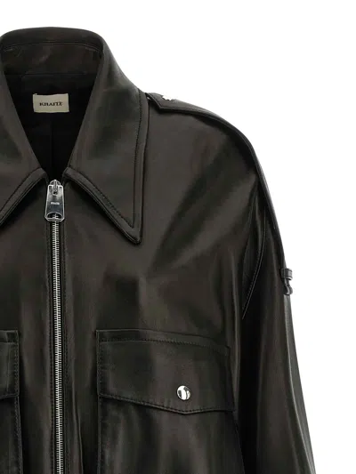 Khaite Owey Leather Jacket In Black