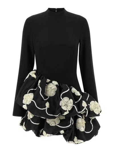 Rotate Birger Christensen Rotate Birgerchristensen 3d Flower Bubble Dress In Black