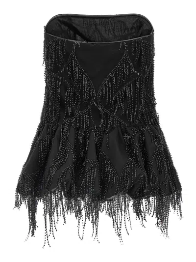 Rotate Birger Christensen Albertina Sequined Strapless Top In Black