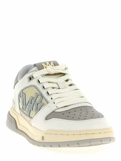 Amiri Logo-detail Leather Lace-up Low-top Sneakers In Gray