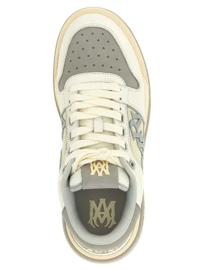 Amiri Logo-detail Leather Lace-up Low-top Sneakers In Gray
