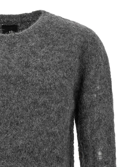 Thom Krom Crew-neck Distressed Sweater In Gray