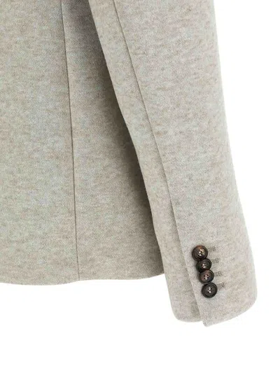 Giuseppe Di Morabito Double-breasted Oversized Blazer With Removable Rose Brooch In Gray