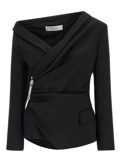 Giuseppe Di Morabito Asymmetrical Jacket Featuring Brooch Detail In Black