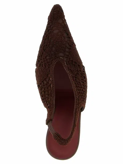 Magda Butrym Open Knit Slingback Stiletto In Brown