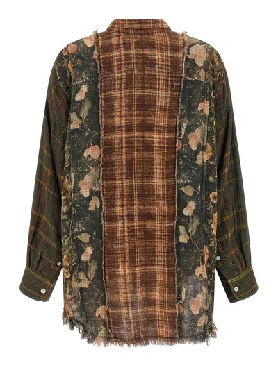 R13 Shredded Seam Drop Neck Plaid Flannel Button-up Shirt In Blue