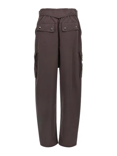 The Andamane Waist Belted Cargo Pants Button Elastic In Brown