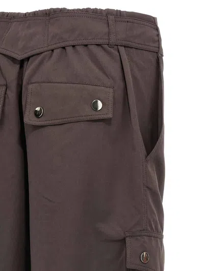 The Andamane Waist Belted Cargo Pants Button Elastic In Brown
