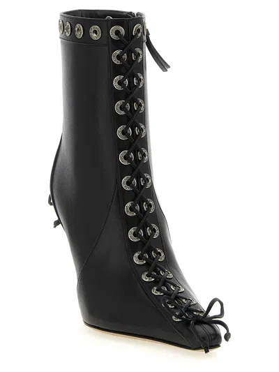 Mach&mach Mach & Mach Crystalized Corset' Ankle Boots In Black