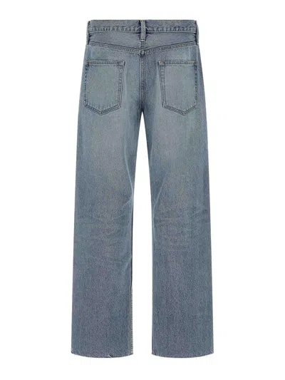 Fear Of God Straight Leg Distressed Denim Trousers With Pockets In Blue