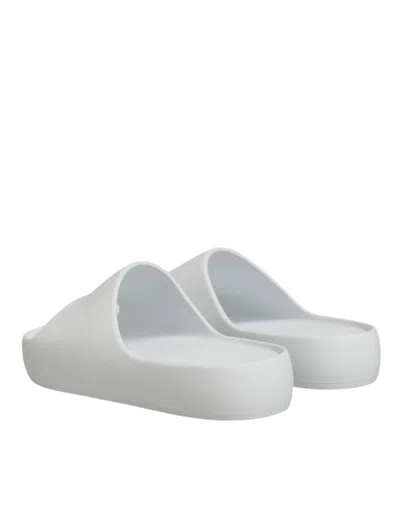 Pre-owned Dolce & Gabbana White Logo Slides Sandals Men Beachwear Men's Shoes ()