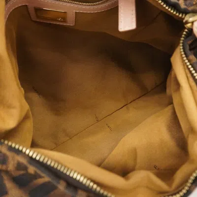 Pre-owned Fendi Brown Pink Nylon Canvas Shoulder Bag ()