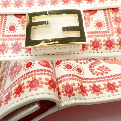 Pre-owned Fendi Ivory Red Color Leather Wallet (tri-fold) ()