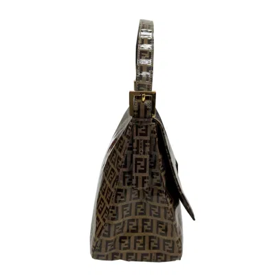 Pre-owned Fendi Zucchino Beige Patent Leather Shoulder Bag ()