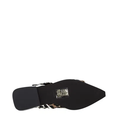 Ganni Leopard Satin Feminine Buckle Ballerinas In Brown