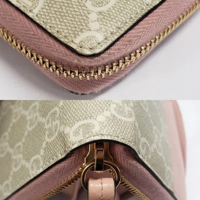 Pre-owned Gucci Beige Dusty Pink Gg Supreme Long Wallet (bi-fold) ()