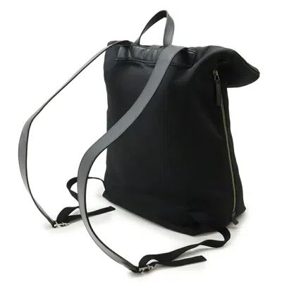 Pre-owned Gucci Black Green Red Color Canvas Leather Backpack ()