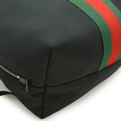 Pre-owned Gucci Black Green Red Color Canvas Leather Backpack ()