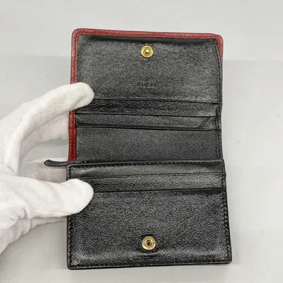 Pre-owned Gucci Black Red Color Leather Wallet (bi-fold) () In Multi